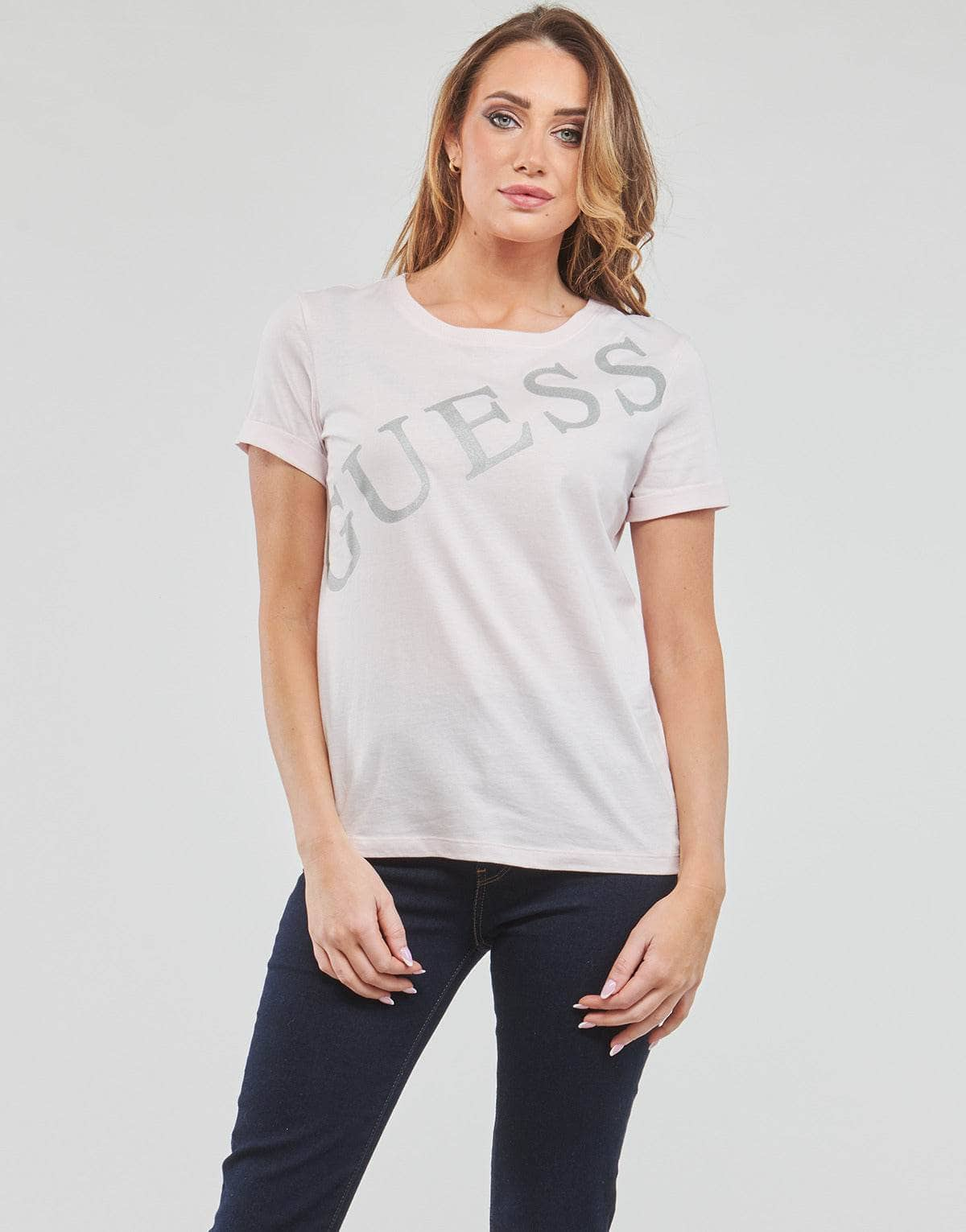 T-shirt Donna Guess  SS CN BENITA TEE  Rosa