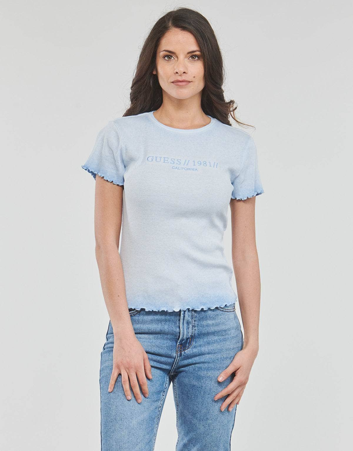 T-shirt Donna Guess  SS CN EDURNE TEE  Blu