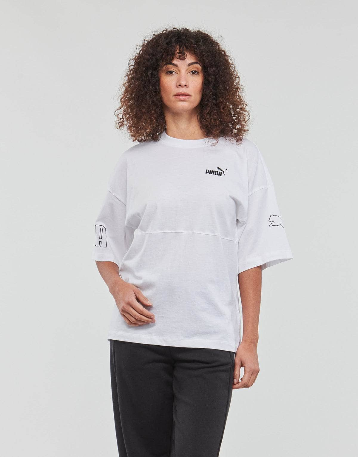 T-shirt Donna Puma  POWER COLORBLOCK  Bianco