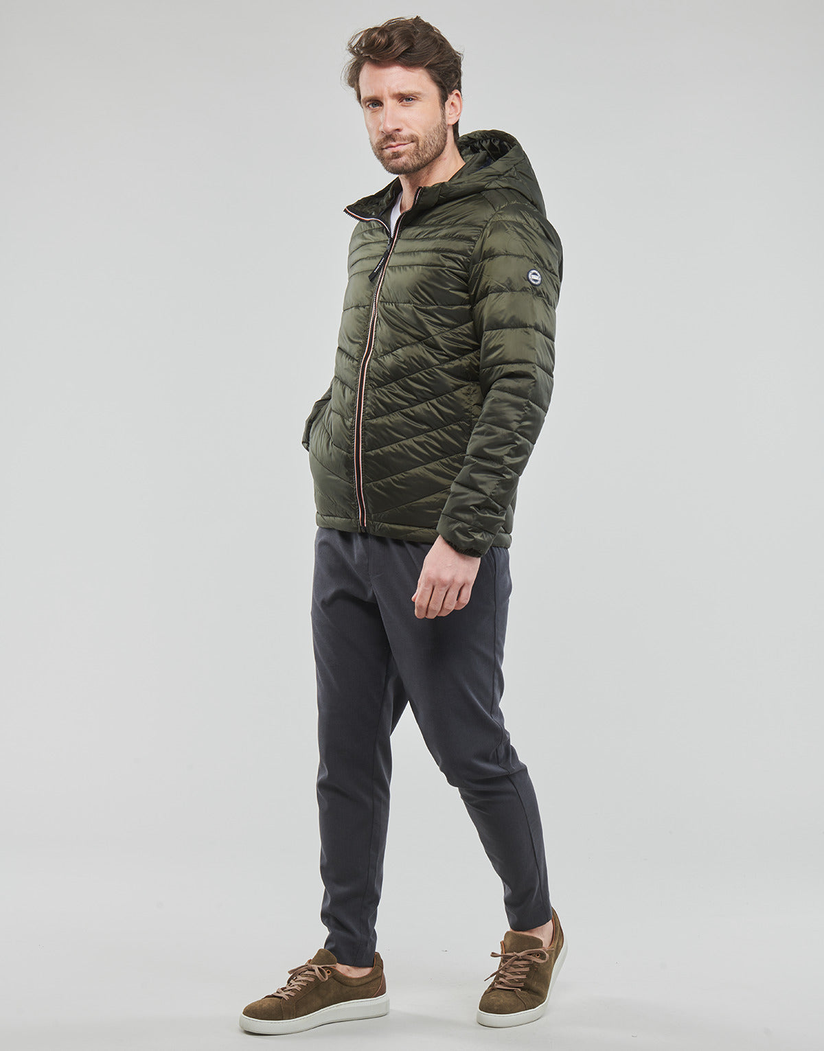 Piumino Uomo Jack & Jones  JJEHERO PUFFER HOOD  Kaki