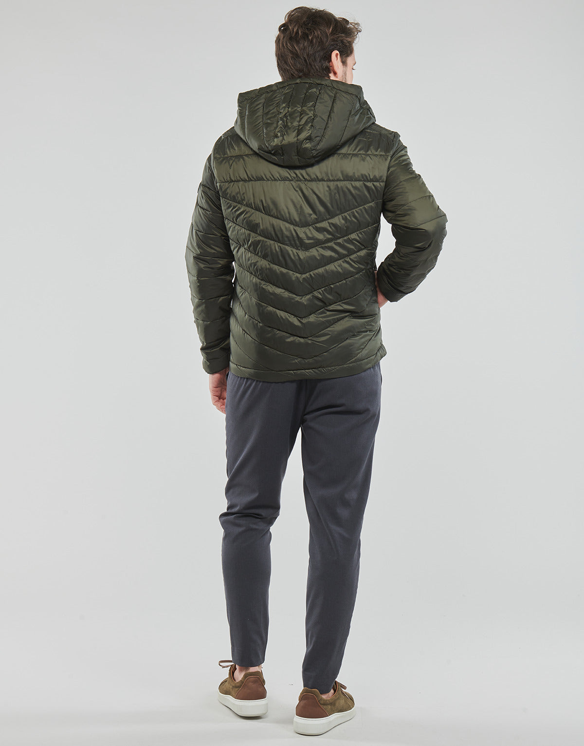 Piumino Uomo Jack & Jones  JJEHERO PUFFER HOOD  Kaki