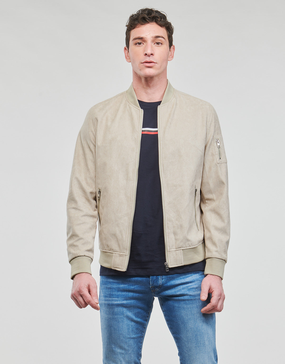 Giubbotto Uomo Jack & Jones  JJEROCKY FAUX SUEDE BOMBER  Beige