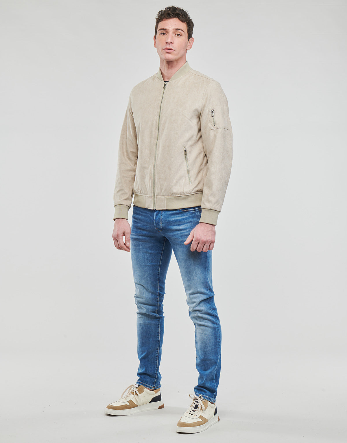 Giubbotto Uomo Jack & Jones  JJEROCKY FAUX SUEDE BOMBER  Beige