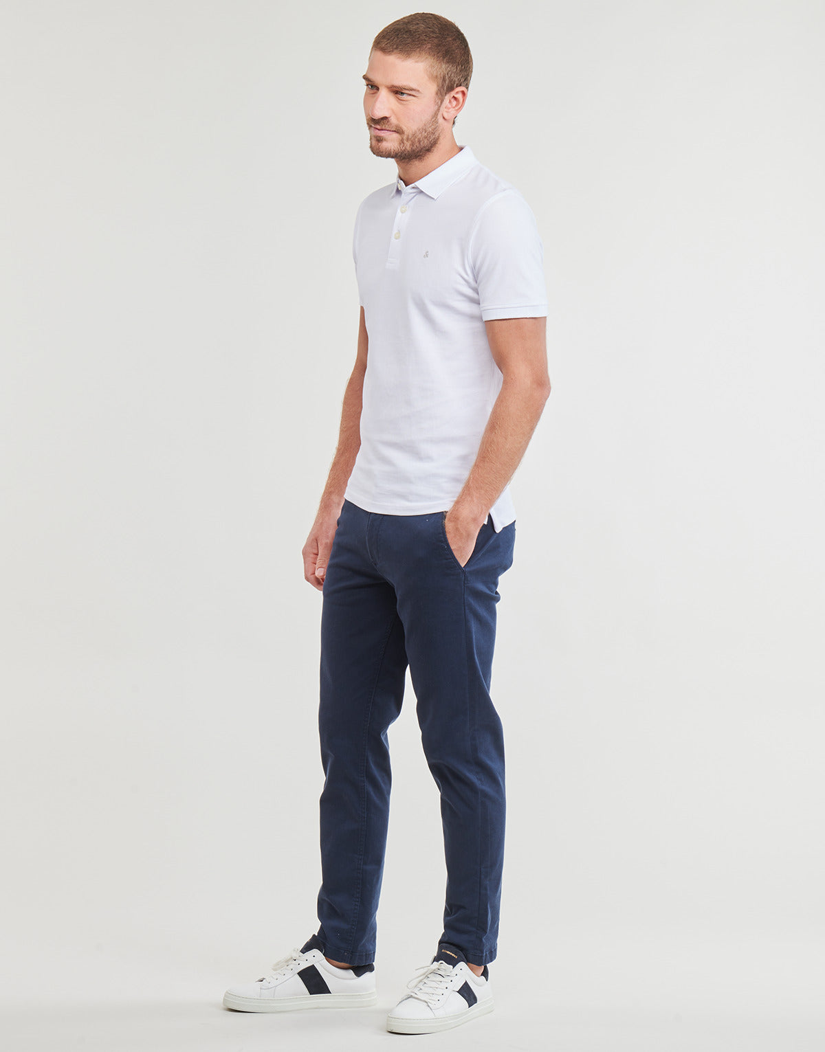 Polo Uomo Jack & Jones  JJEPAULOS POLO SS  Bianco