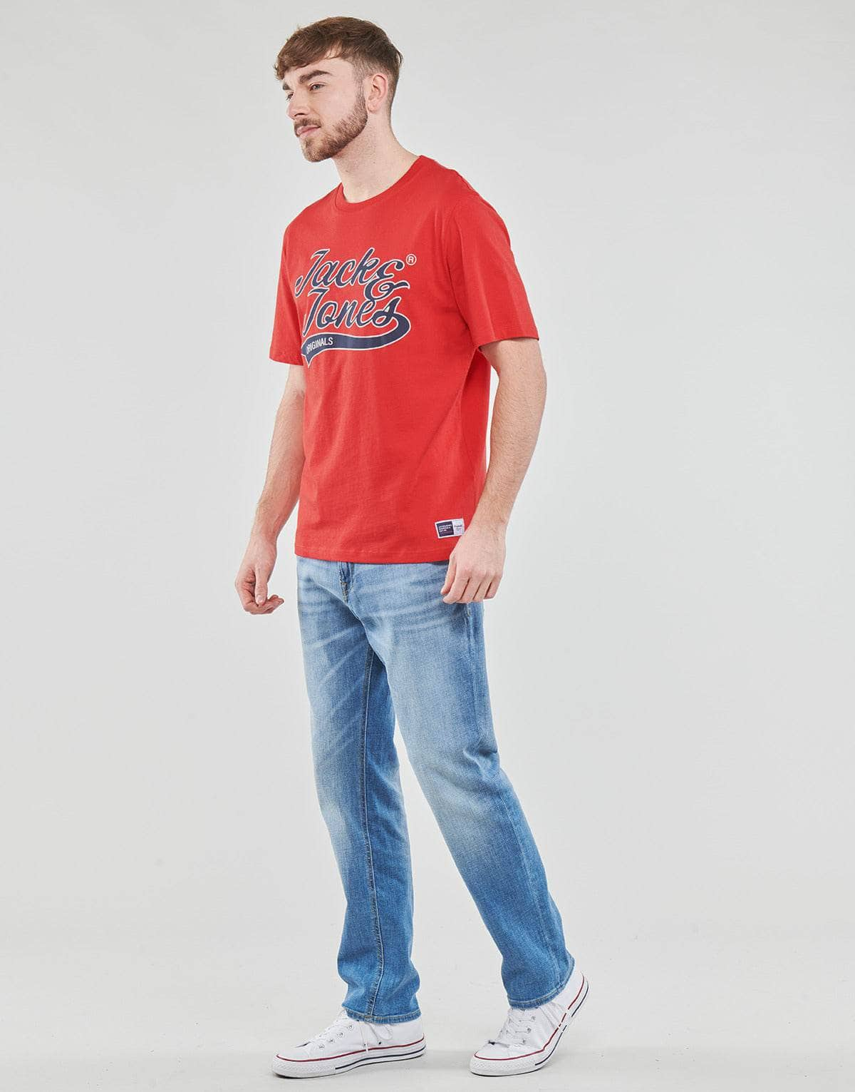 T-shirt Uomo Jack & Jones  JORTREVOR UPSCALE SS TEE CREW NECK  Rosso