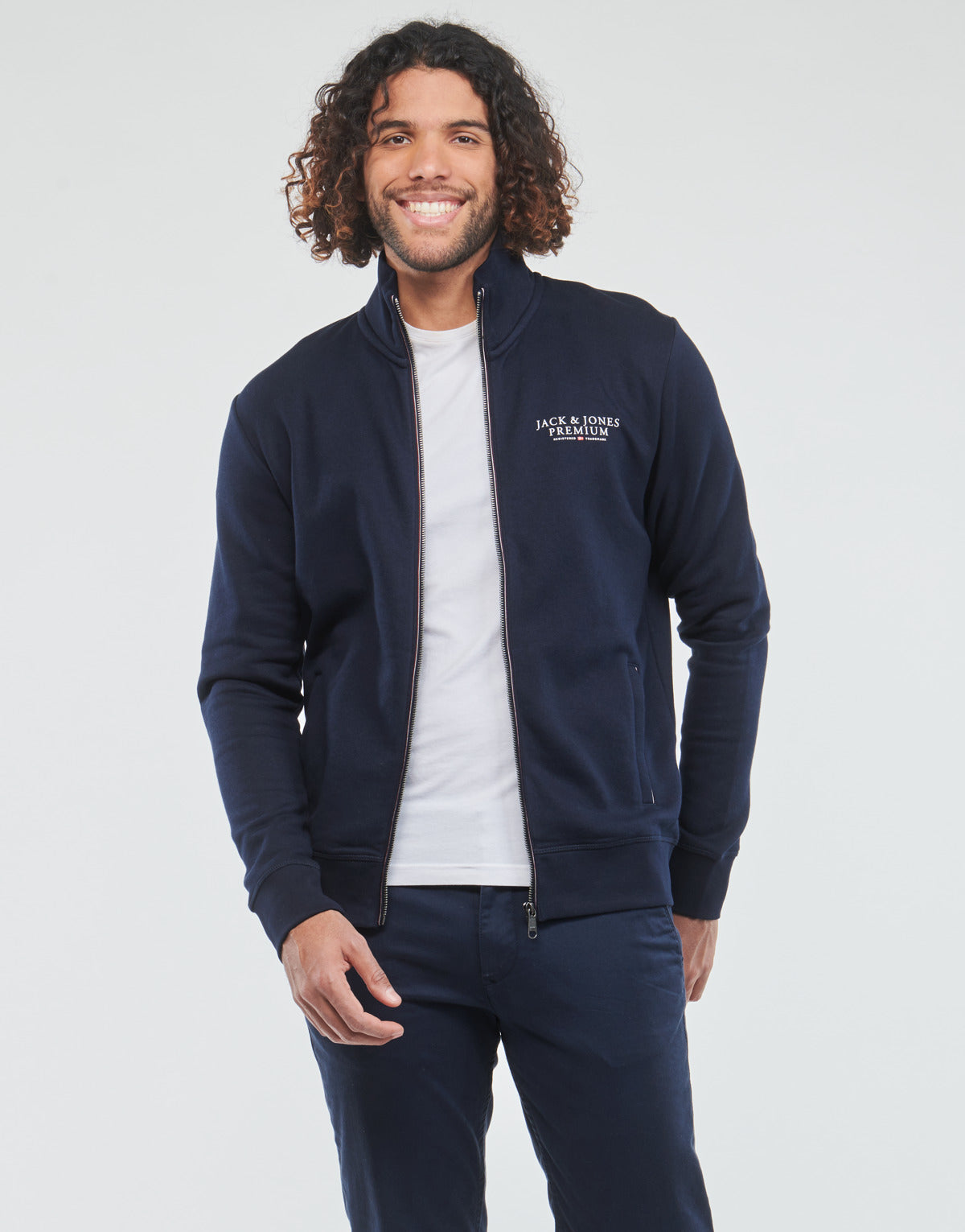 Felpa Uomo Jack & Jones  JPRBLUARCHIE SWEAT ZIP  HIGH NECK  Marine