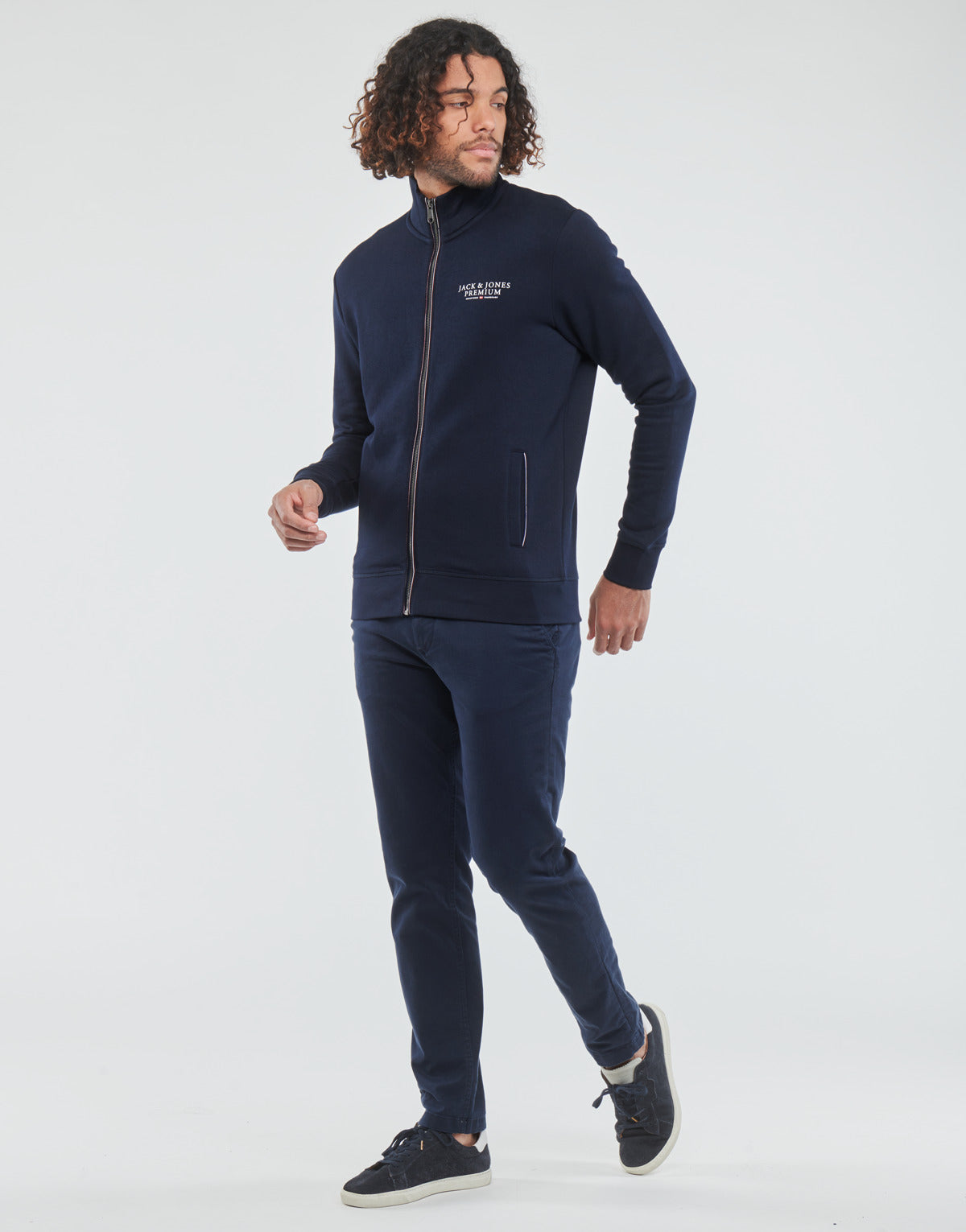 Felpa Uomo Jack & Jones  JPRBLUARCHIE SWEAT ZIP  HIGH NECK  Marine