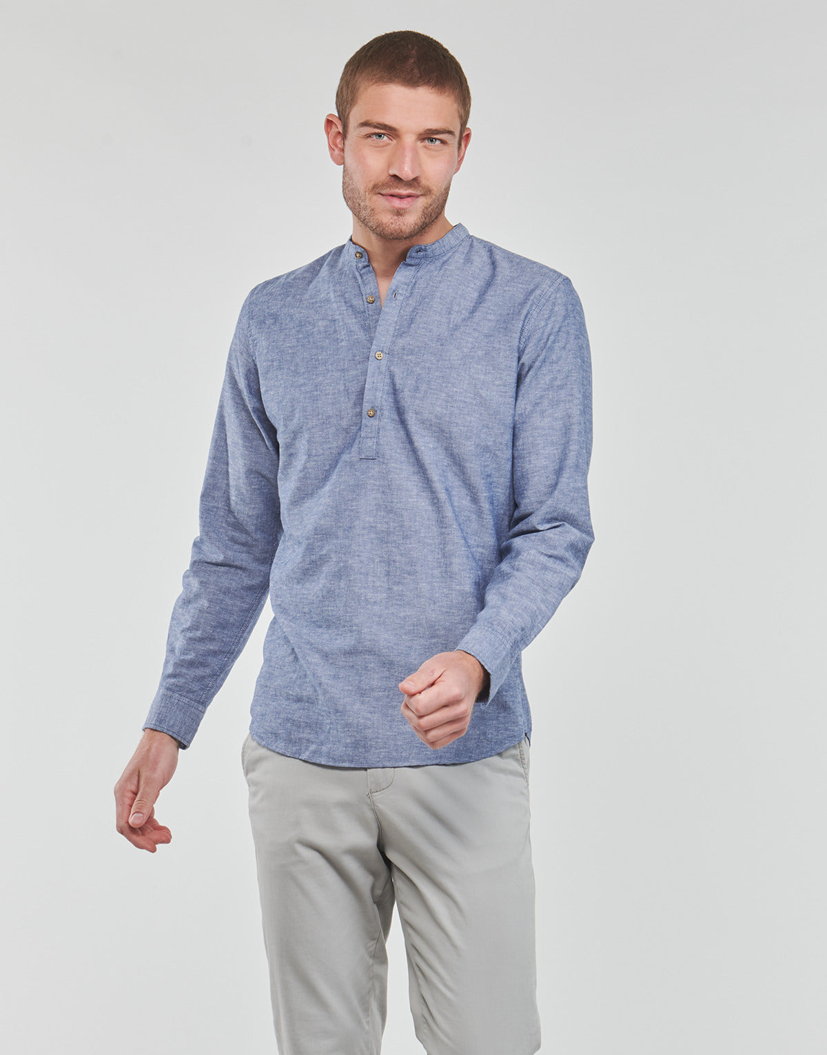 Camicia a maniche lunghe Uomo Jack & Jones  JPRBLASUMMER HALF PLACKET SHIRT L/S  Blu