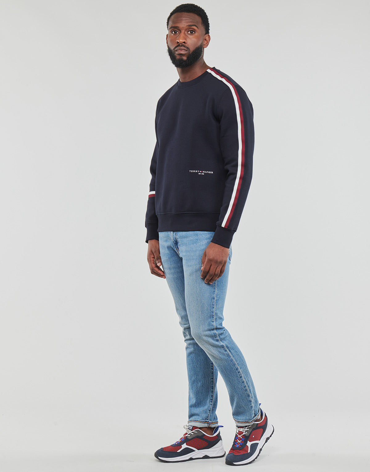 Felpa Uomo Tommy Hilfiger  NEW GLOBAL STRIPE CREWNECK  Marine