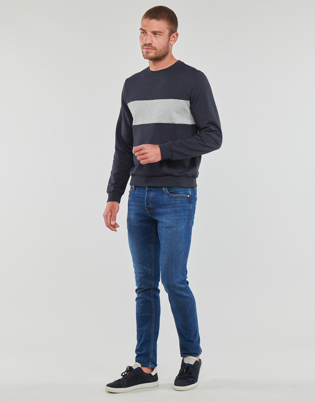 Felpa Uomo Geox  M SWEATER R-NECK BAN  Marine