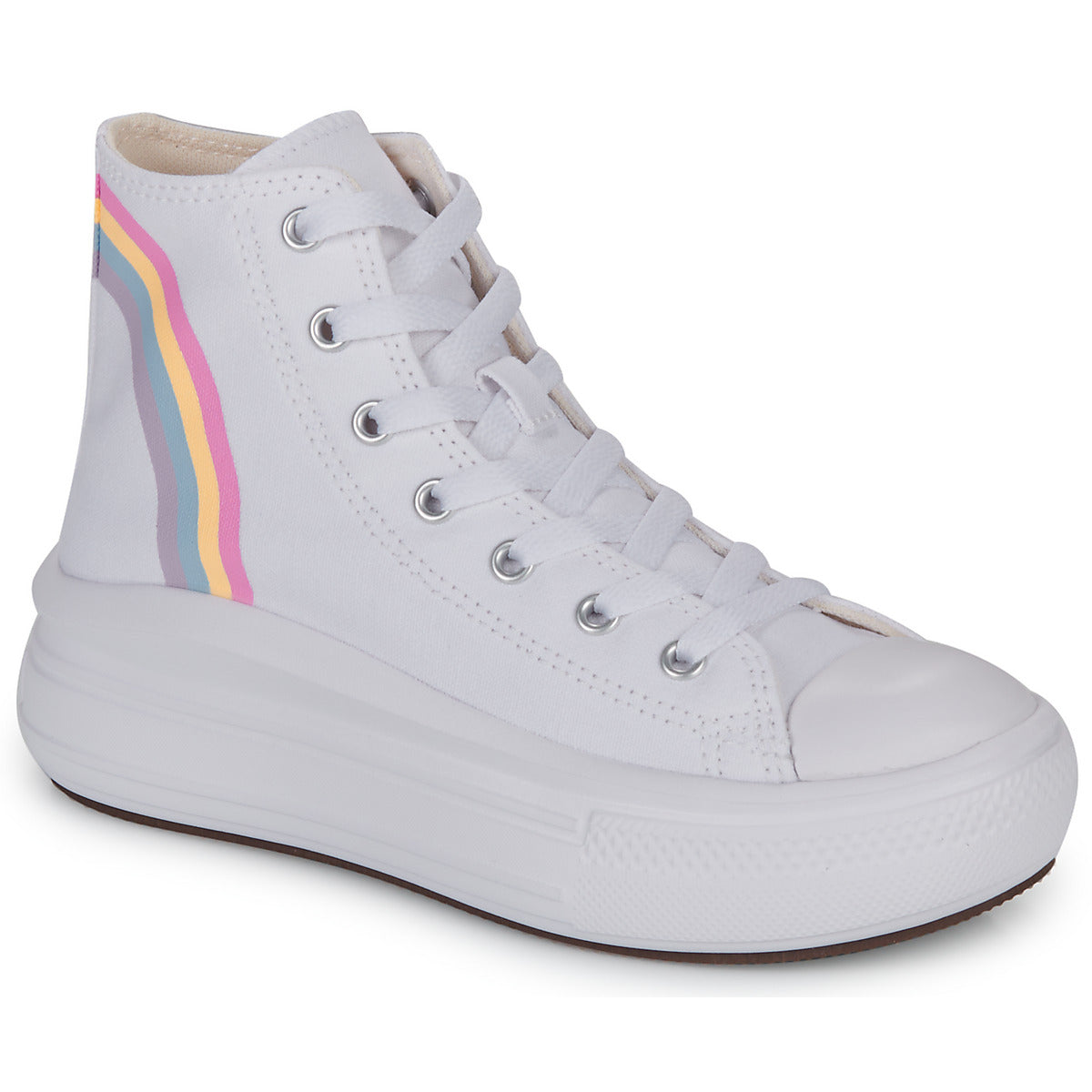 Scarpe bambini ragazza Converse  CHUCK TAYLOR ALL STAR MOVE PLATFORM RAINBOW CLOUD HI  Bianco