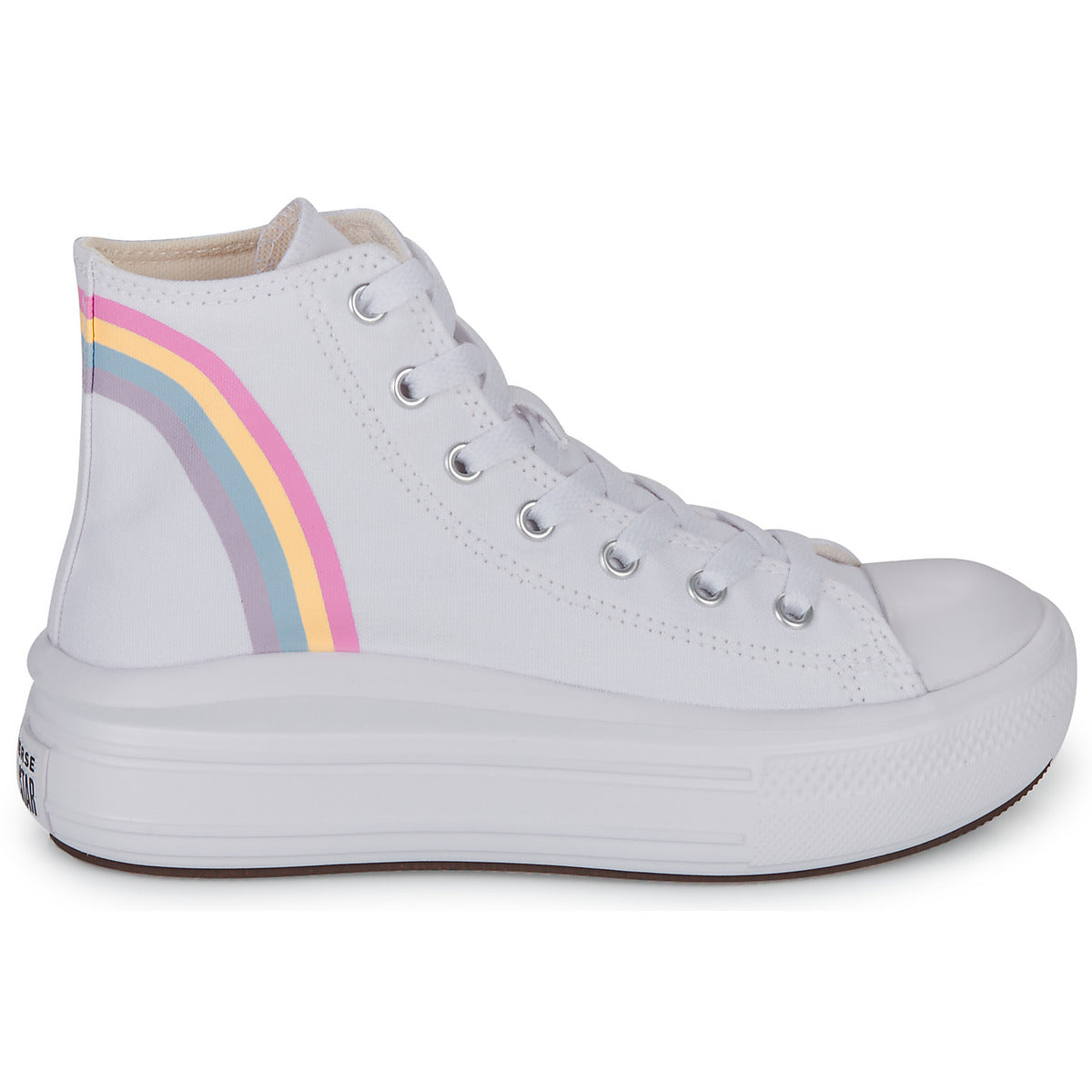 Scarpe bambini ragazza Converse  CHUCK TAYLOR ALL STAR MOVE PLATFORM RAINBOW CLOUD HI  Bianco