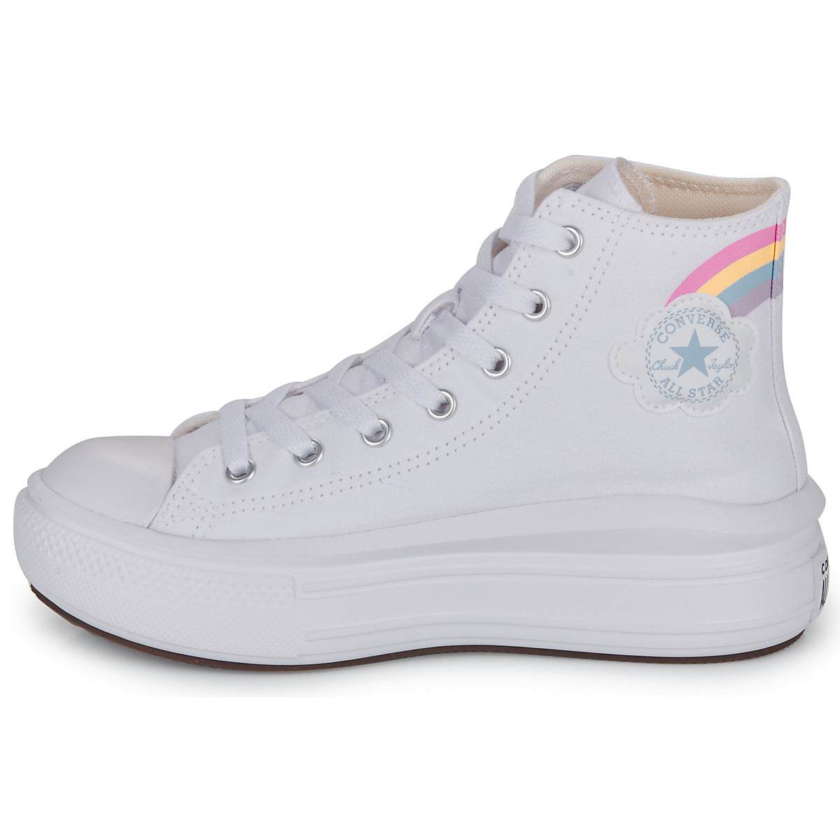 Scarpe bambini ragazza Converse  CHUCK TAYLOR ALL STAR MOVE PLATFORM RAINBOW CLOUD HI  Bianco