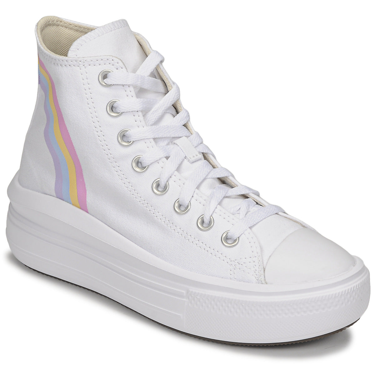 Scarpe bambini ragazza Converse  CHUCK TAYLOR ALL STAR MOVE PLATFORM RAINBOW CLOUD HI  Bianco