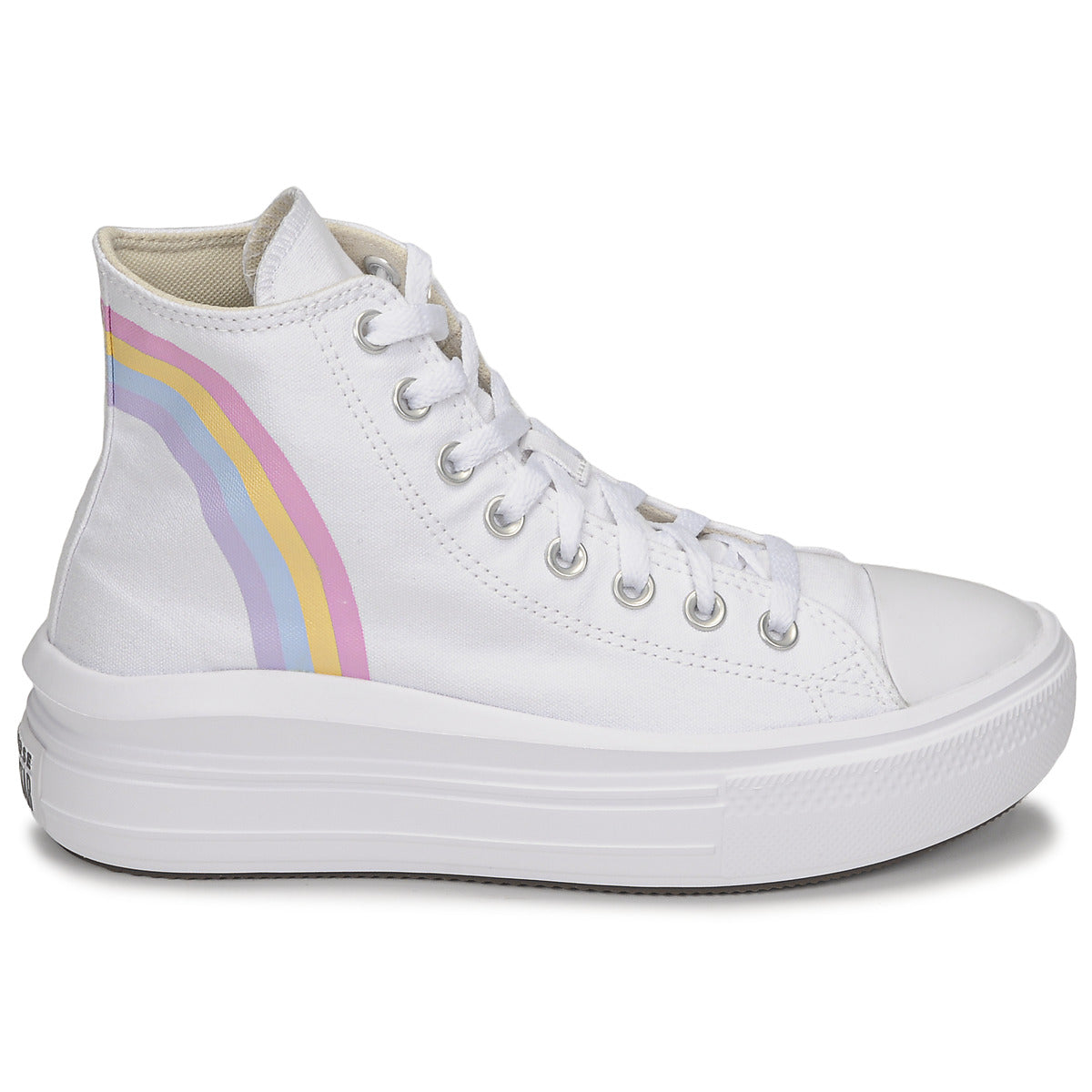 Scarpe bambini ragazza Converse  CHUCK TAYLOR ALL STAR MOVE PLATFORM RAINBOW CLOUD HI  Bianco