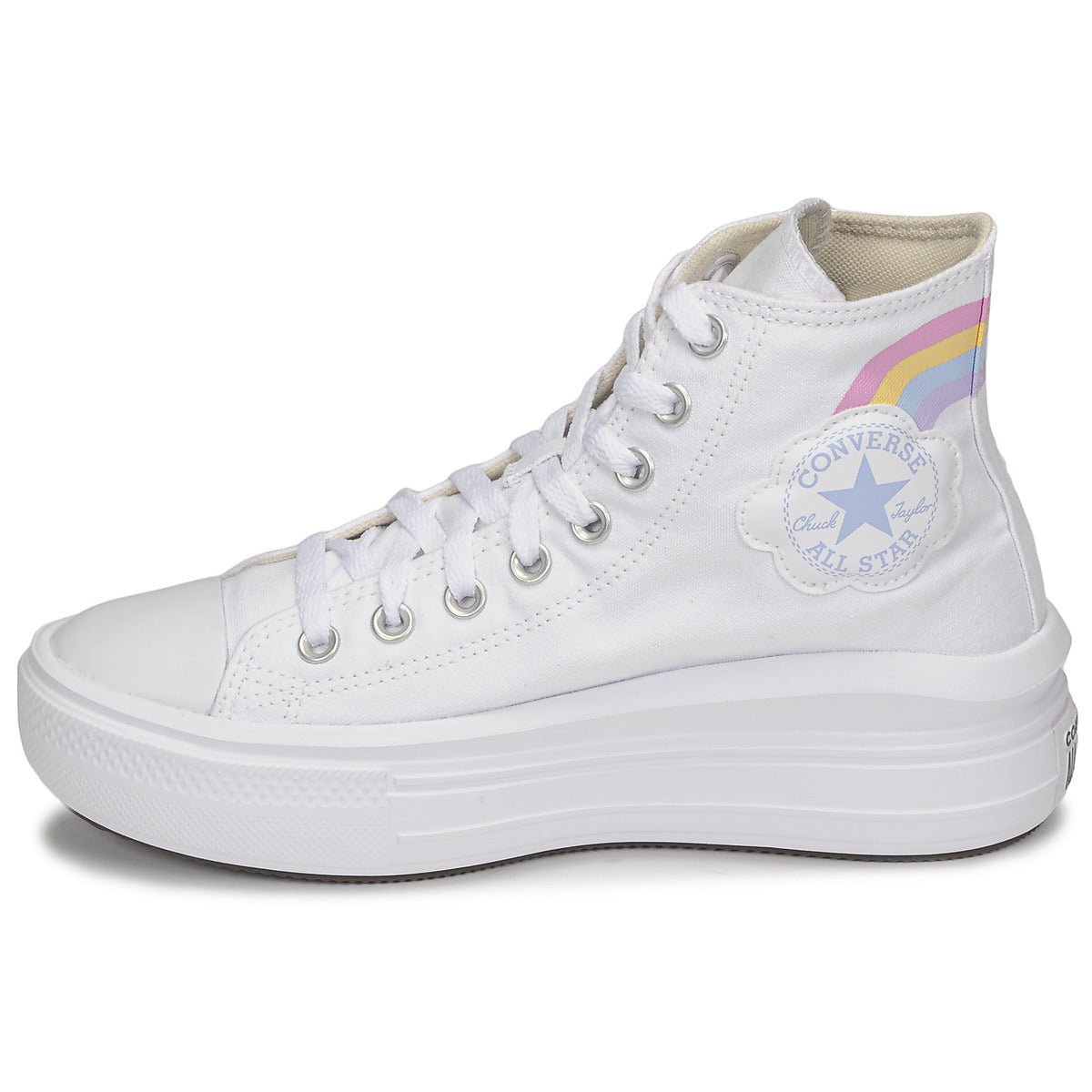 Scarpe bambini ragazza Converse  CHUCK TAYLOR ALL STAR MOVE PLATFORM RAINBOW CLOUD HI  Bianco