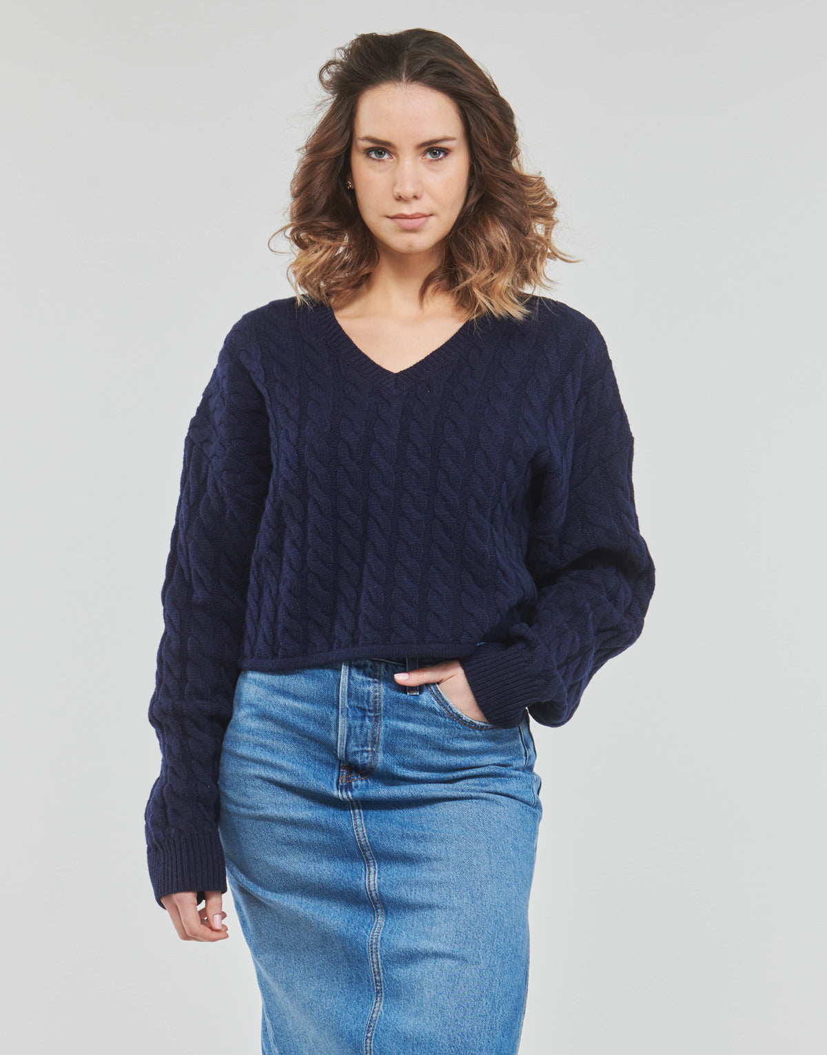 Maglione Donna Levis  RAE CROPPED SWEATER  Blu