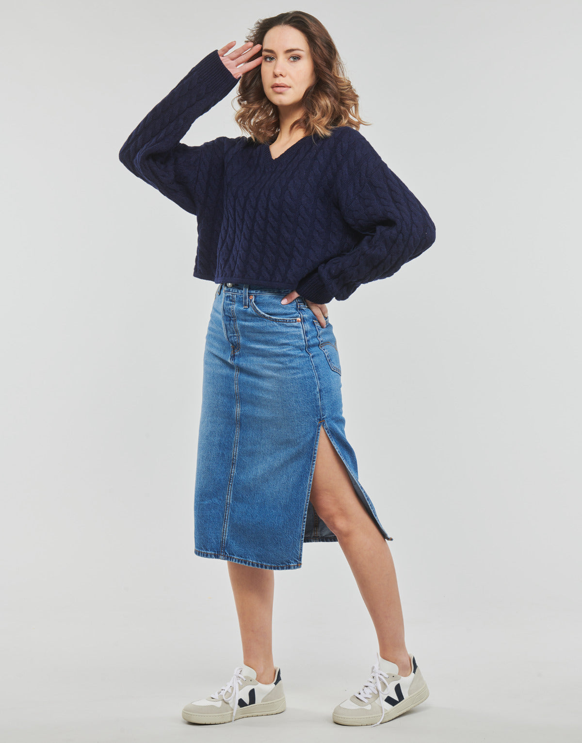 Maglione Donna Levis  RAE CROPPED SWEATER  Blu