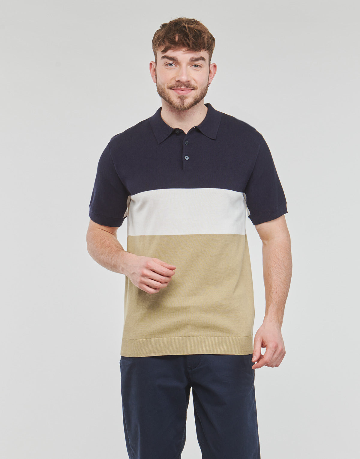 Polo Uomo Selected  SLHMATTIS SS KNIT BLOCK POLO B  Multicolore