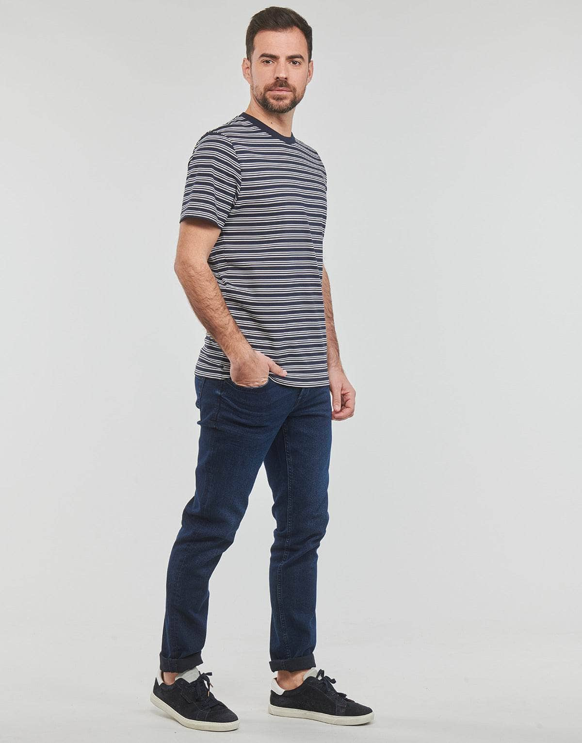 T-shirt Uomo Selected  SLHANDY STRIPE SS O-NECK TEE W  Multicolore