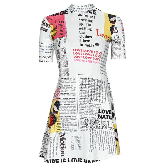 Abito corto Donna Desigual  VEST_NEWSPAPER  Bianco