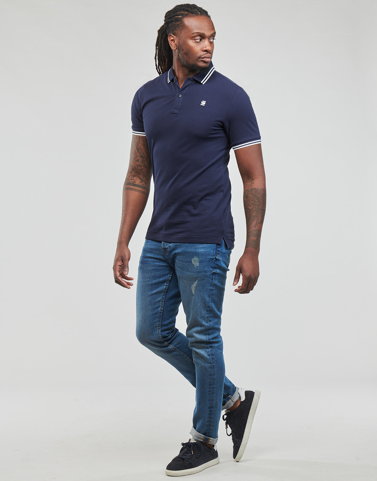 Polo Uomo G-Star Raw  dunda slim stripe polo s\s  Blu