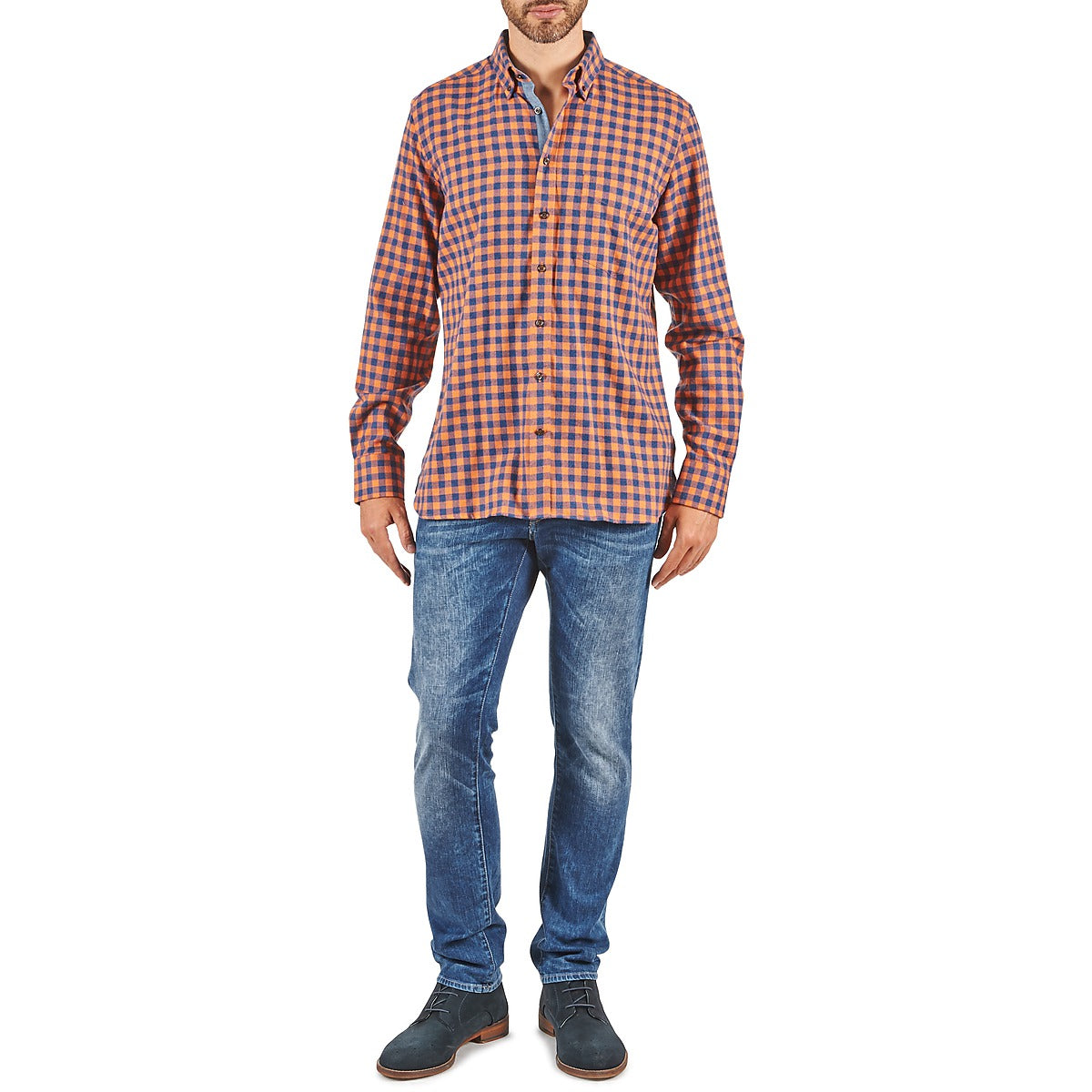 Camicia a maniche lunghe Uomo Hackett  SOFT BRIGHT CHECK  Arancio