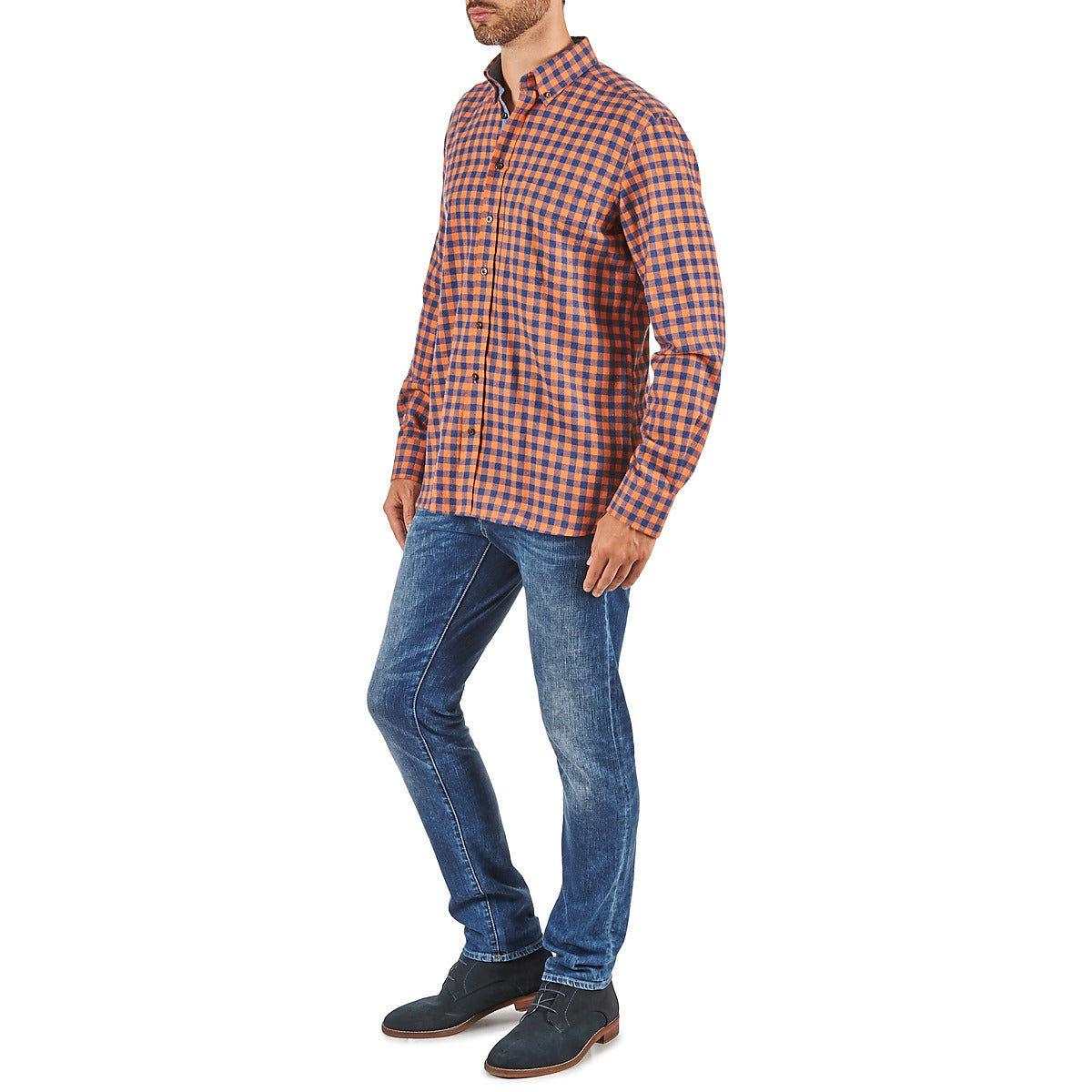 Camicia a maniche lunghe Uomo Hackett  SOFT BRIGHT CHECK  Arancio