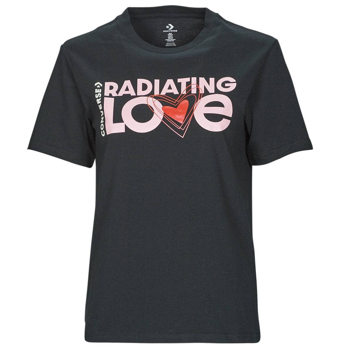 T-shirt Donna Converse  RADIATING LOVE SS CLASSIC GRAPHIC  Nero