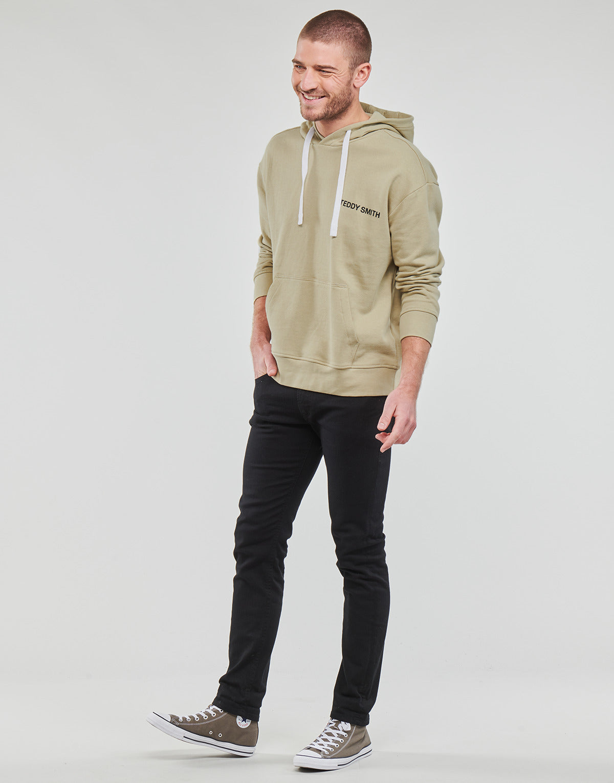 Felpa Uomo Teddy Smith  S-REQUIRED HOOD  Beige