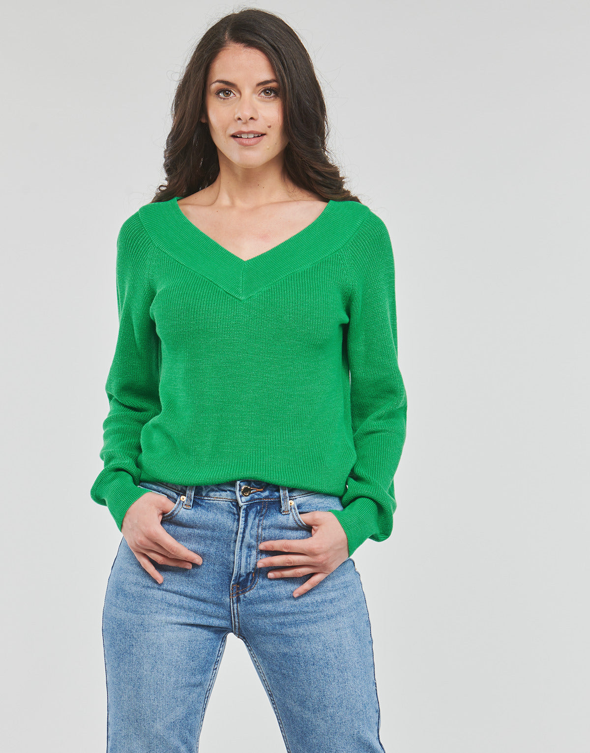 Maglione Donna Vero Moda  VMNEWLEXSUN LS DOUBLE V-NCK BLOU GA REP2  Verde