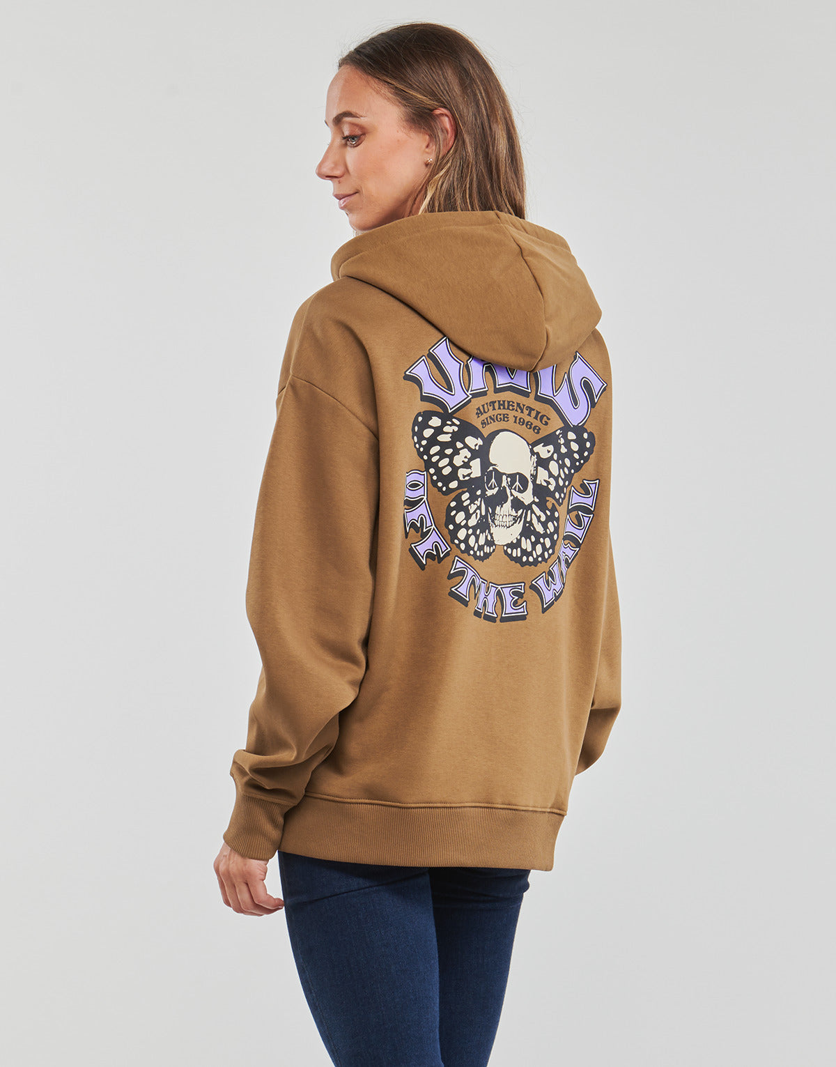 Felpa Donna Vans  SKULLYFLY OS HOODIE  Marrone