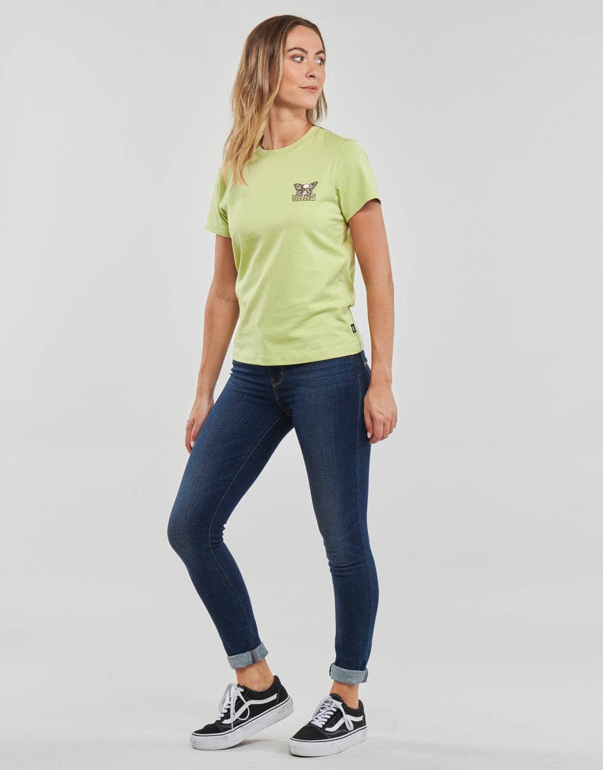 T-shirt Donna Vans  SKULLFLY CREW  Verde