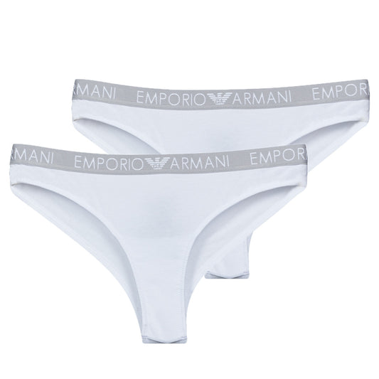 Culotte e slip Donna Emporio Armani  BI-PACK BRAZILIAN BRIEF PACK X2  Bianco