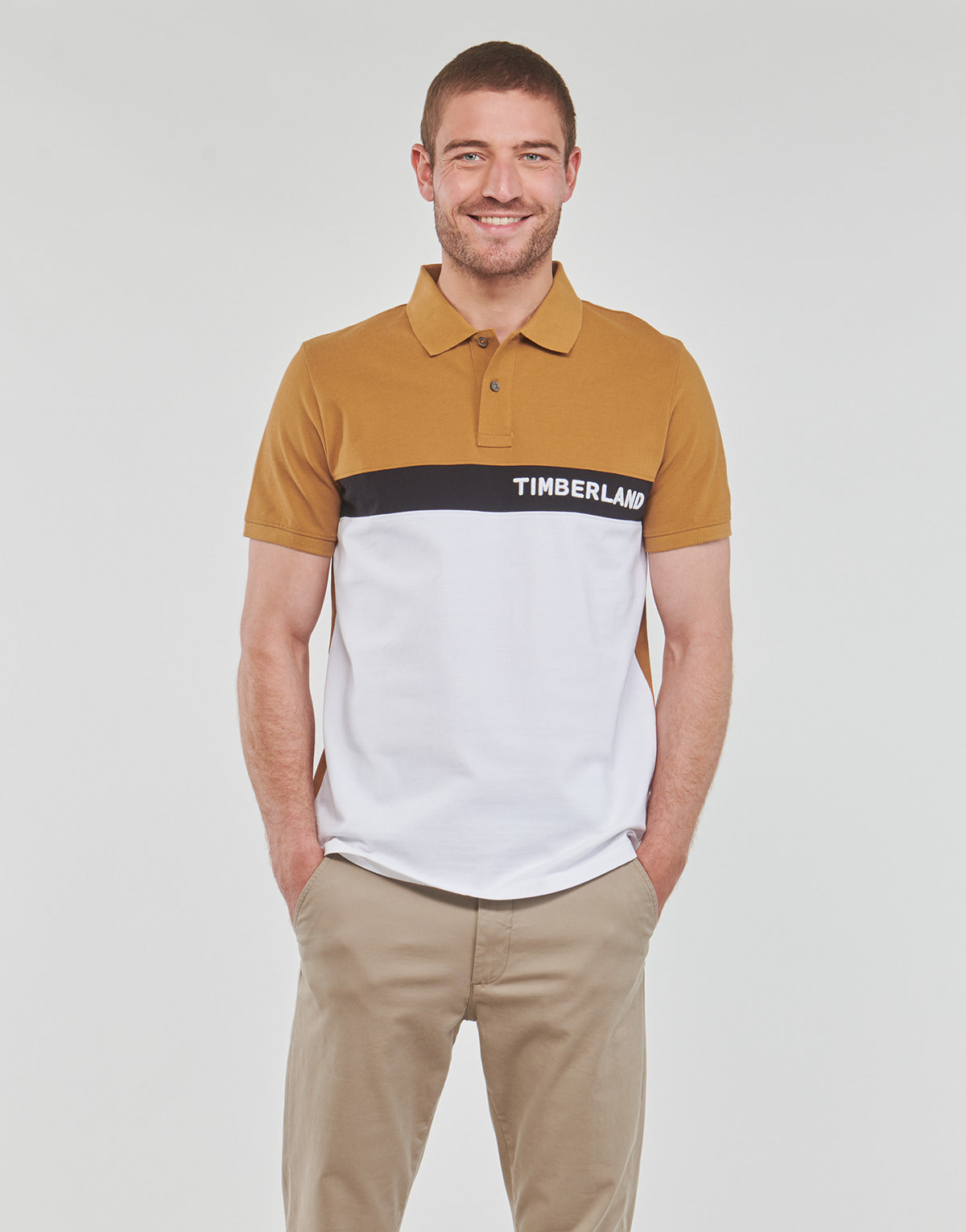 Polo Uomo Timberland  SS Millers River Colourblock Polo Reg  Bianco