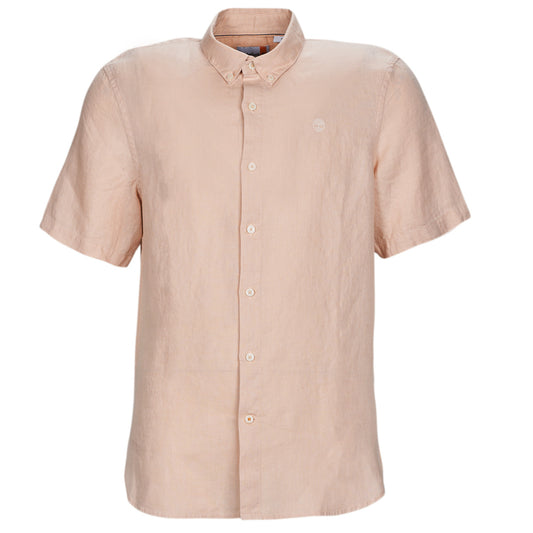 Camicia a maniche corte Uomo Timberland  SS Mill River Linen Shirt Slim  Rosa