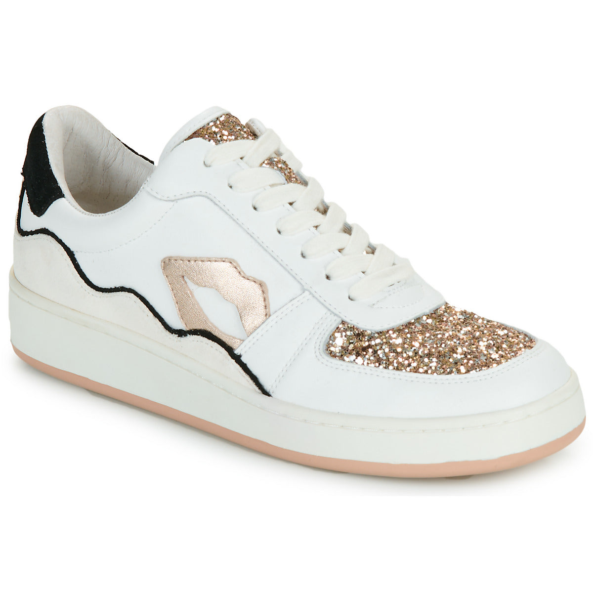 Sneakers basse Donna Bons baisers de Paname  LOULOU BLANC ROSE GOLD GLITTER  Bianco