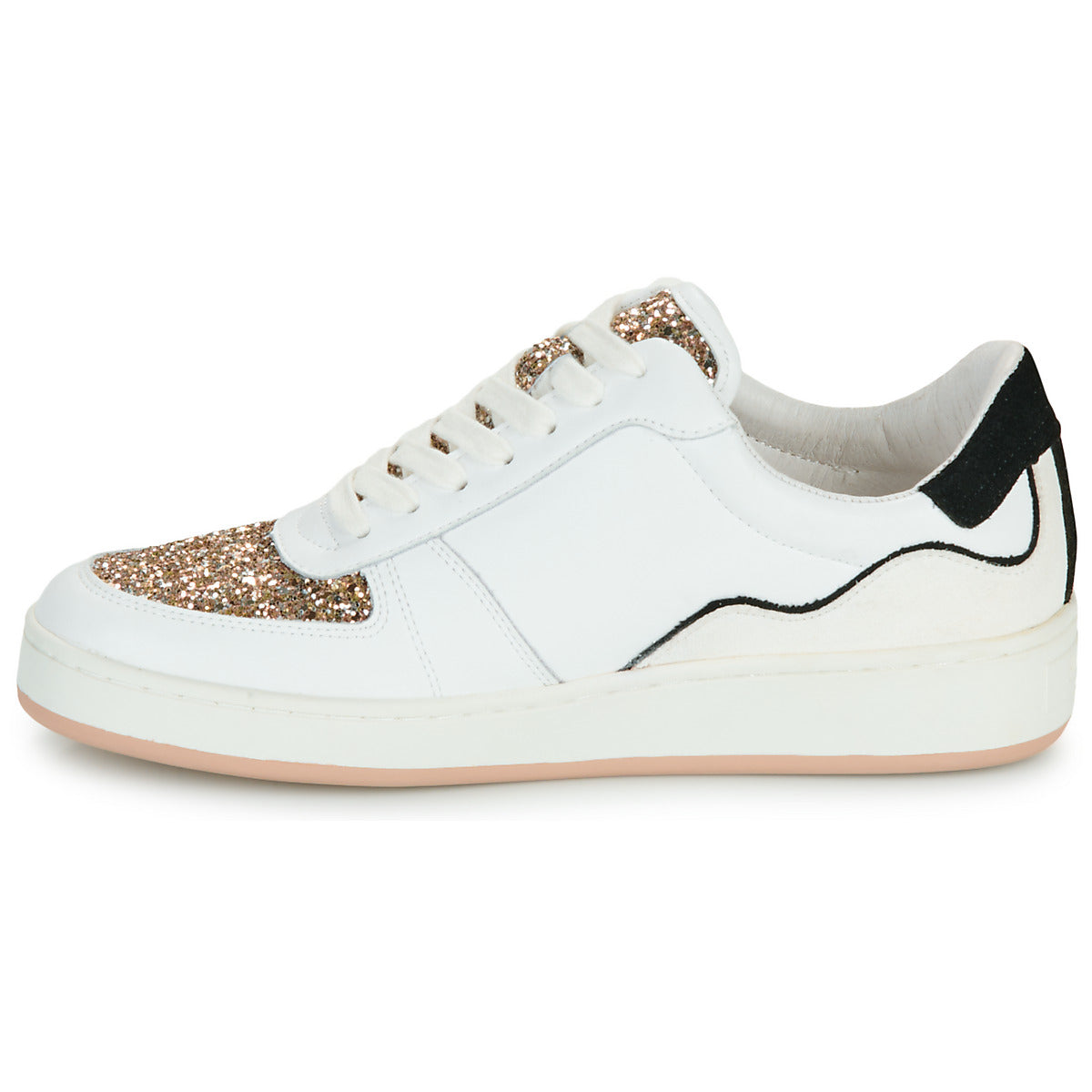 Sneakers basse Donna Bons baisers de Paname  LOULOU BLANC ROSE GOLD GLITTER  Bianco