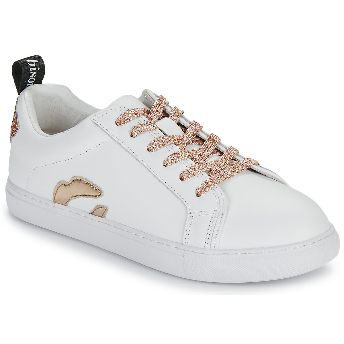 Sneakers basse Donna Bons baisers de Paname  BETTYS METALIC ROSE GOLD LACE  Bianco