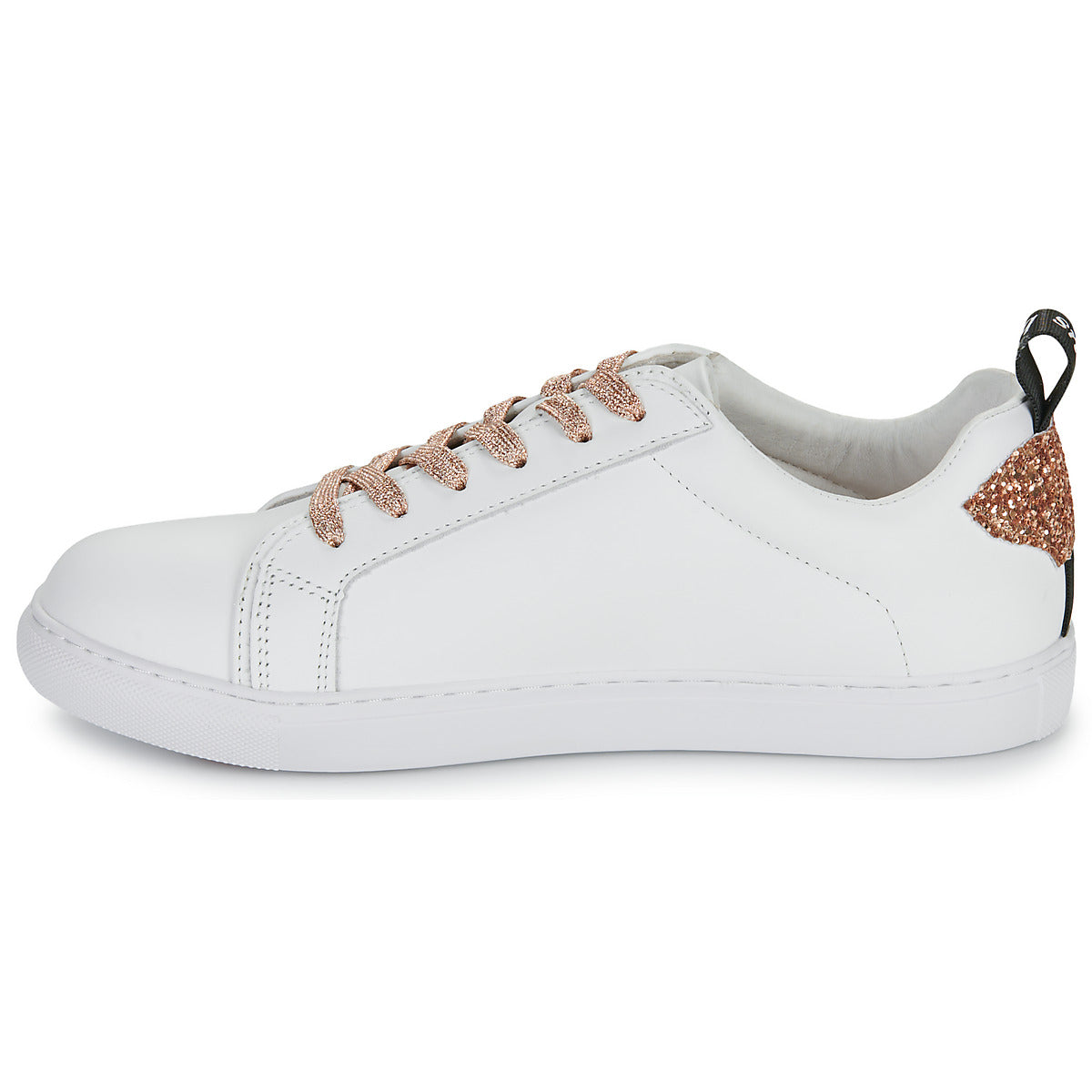 Sneakers basse Donna Bons baisers de Paname  BETTYS METALIC ROSE GOLD LACE  Bianco