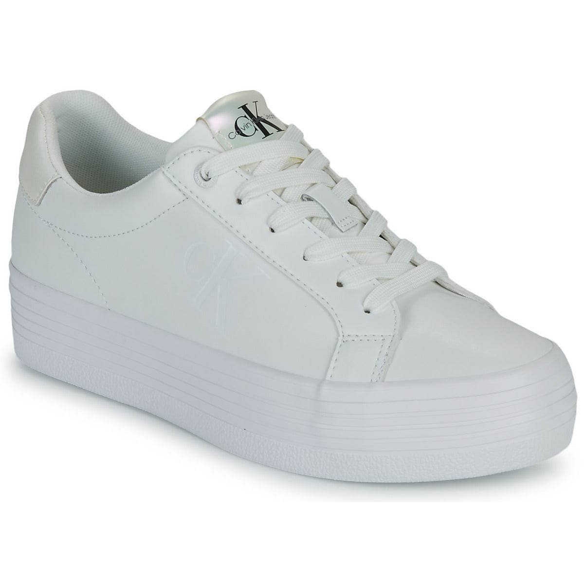 Sneakers basse Donna Calvin Klein Jeans  BOLD VULC FLATF LACEUP LTH WN  Bianco