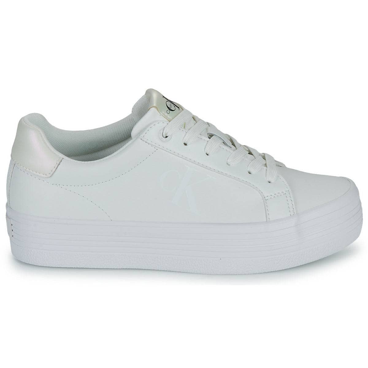 Sneakers basse Donna Calvin Klein Jeans  BOLD VULC FLATF LACEUP LTH WN  Bianco