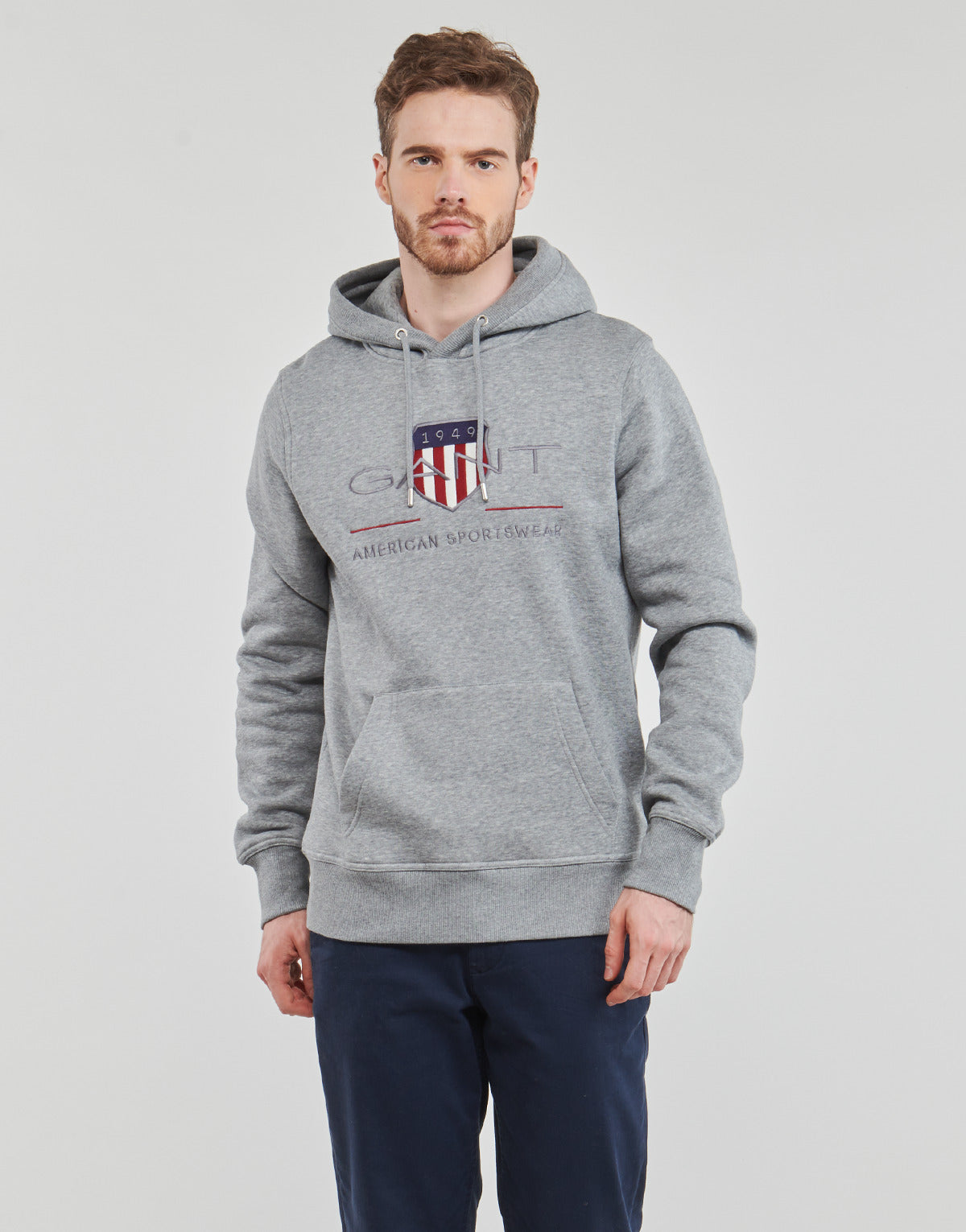 Felpa Uomo Gant  REG SHIELD HOODIE  Grigio