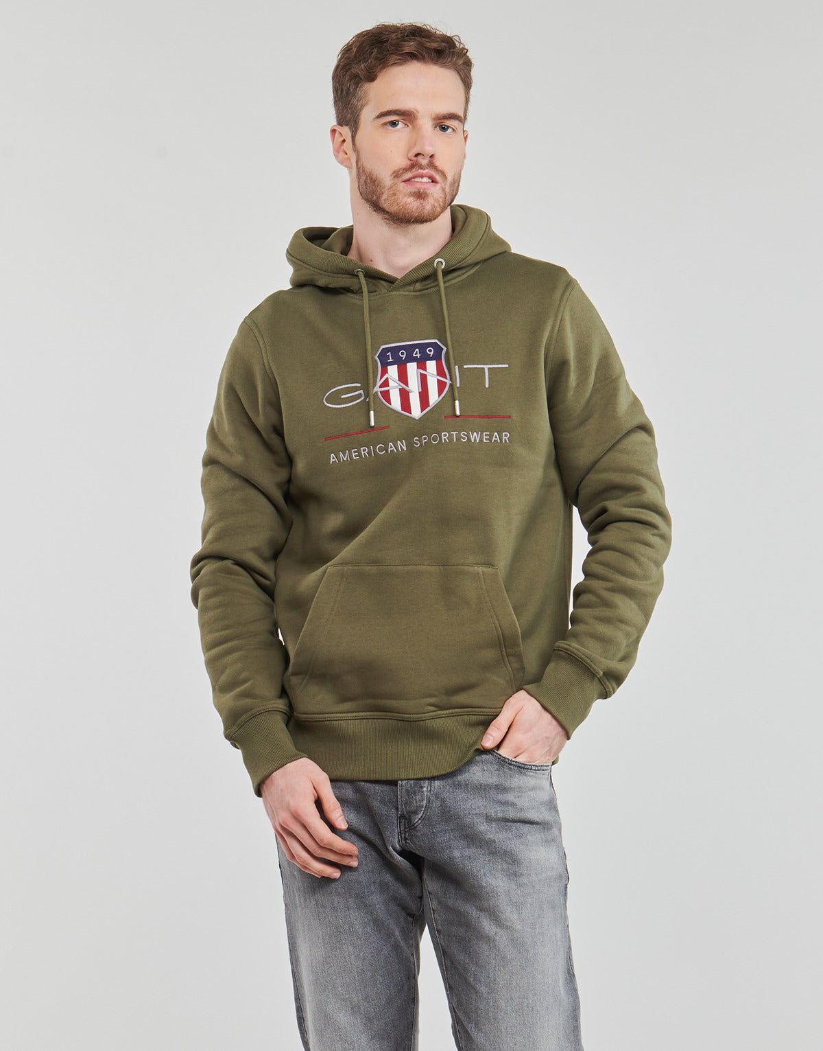 Felpa Uomo Gant  REG ARCHIVE SHIELD HOODIE  Kaki