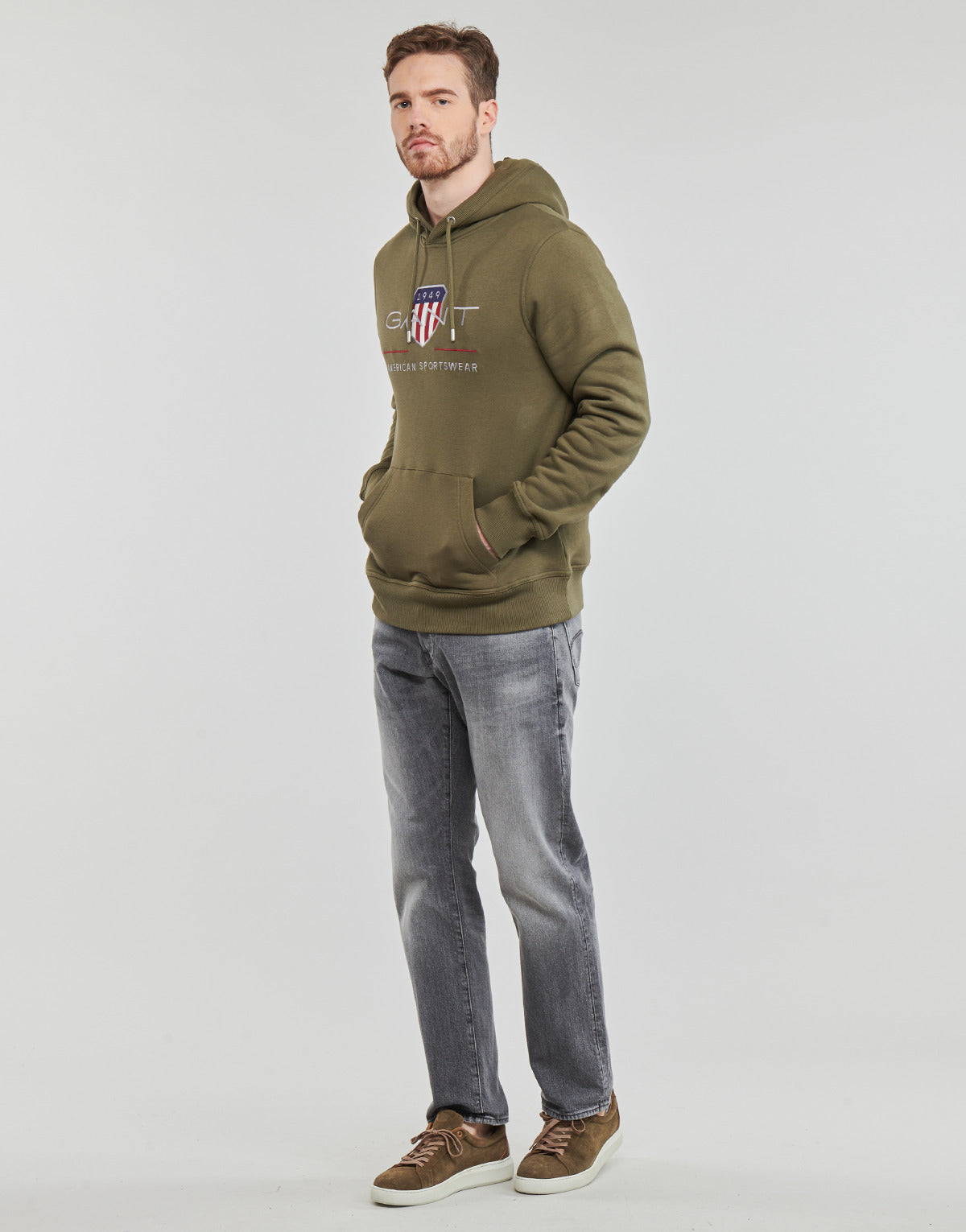 Felpa Uomo Gant  REG ARCHIVE SHIELD HOODIE  Kaki