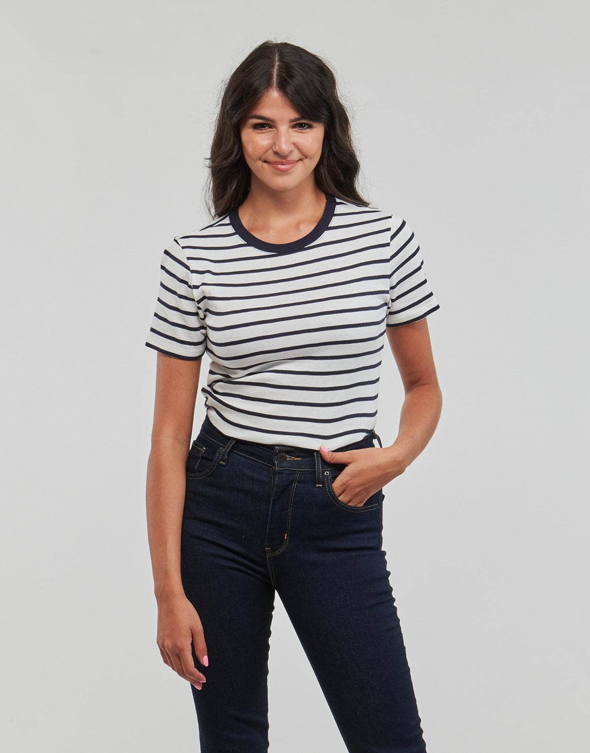 T-shirt Donna Petit Bateau  MC COL ROND  Multicolore