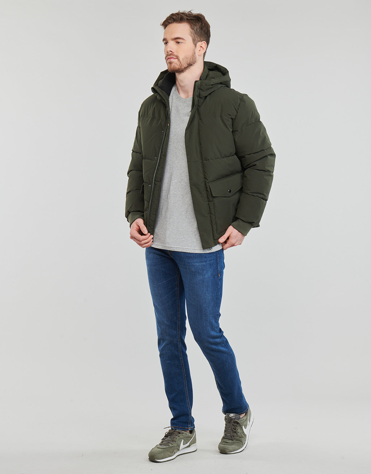 Piumino Uomo Jack & Jones  JJDAVID PUFFER JACKET  Kaki