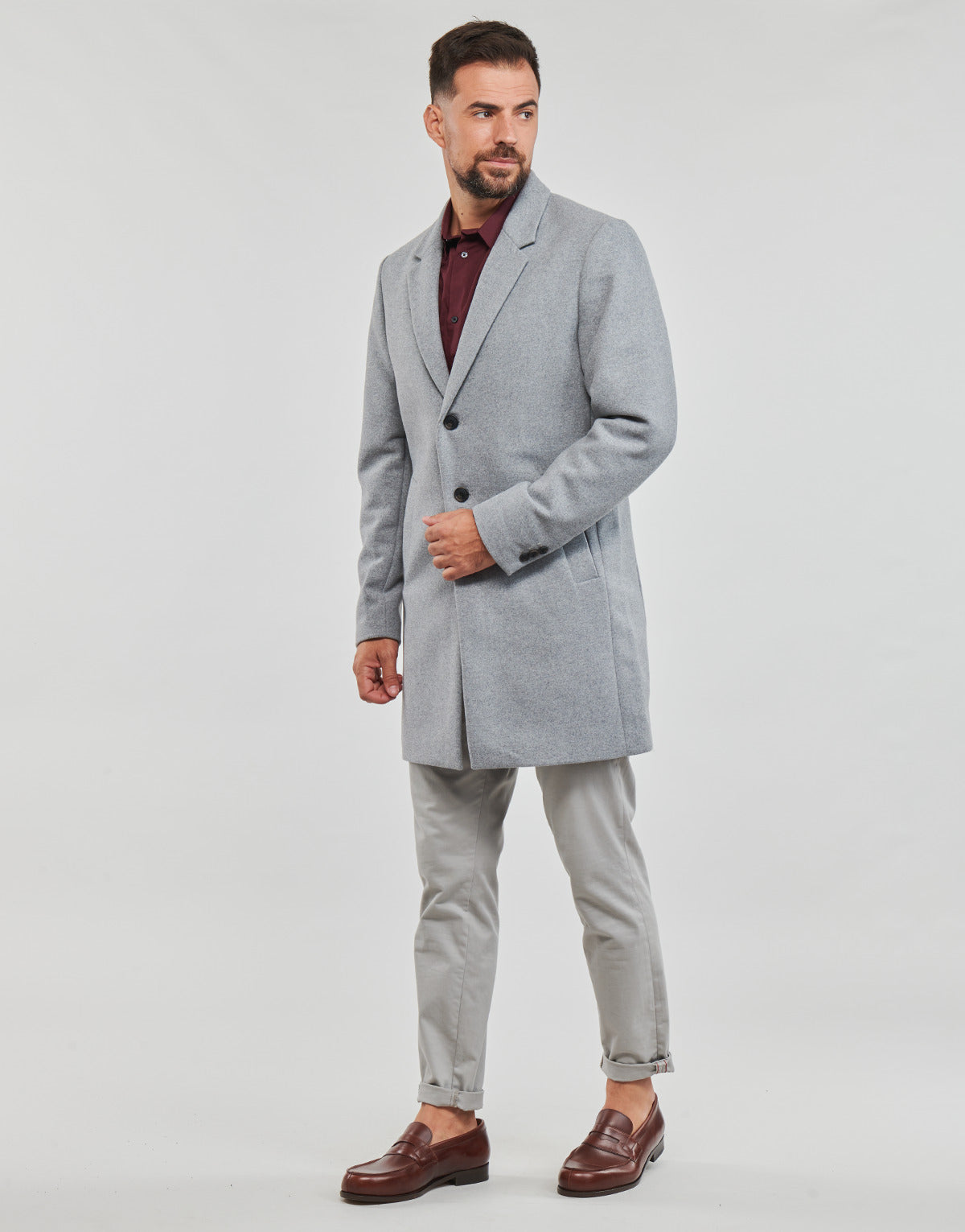 Mantella Uomo Jack & Jones  JJEMORRISON WOOL COAT SN  Grigio