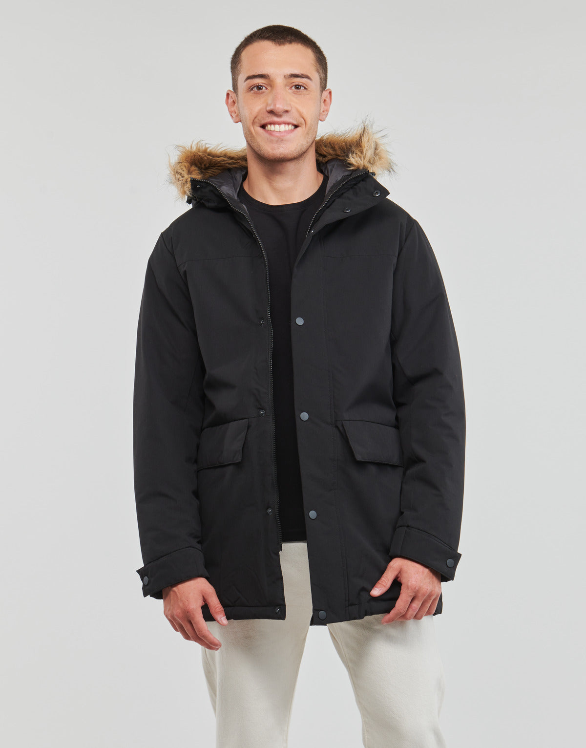 Parka Uomo Jack & Jones  JJCHAMP PARKA JACKET FUR  Nero