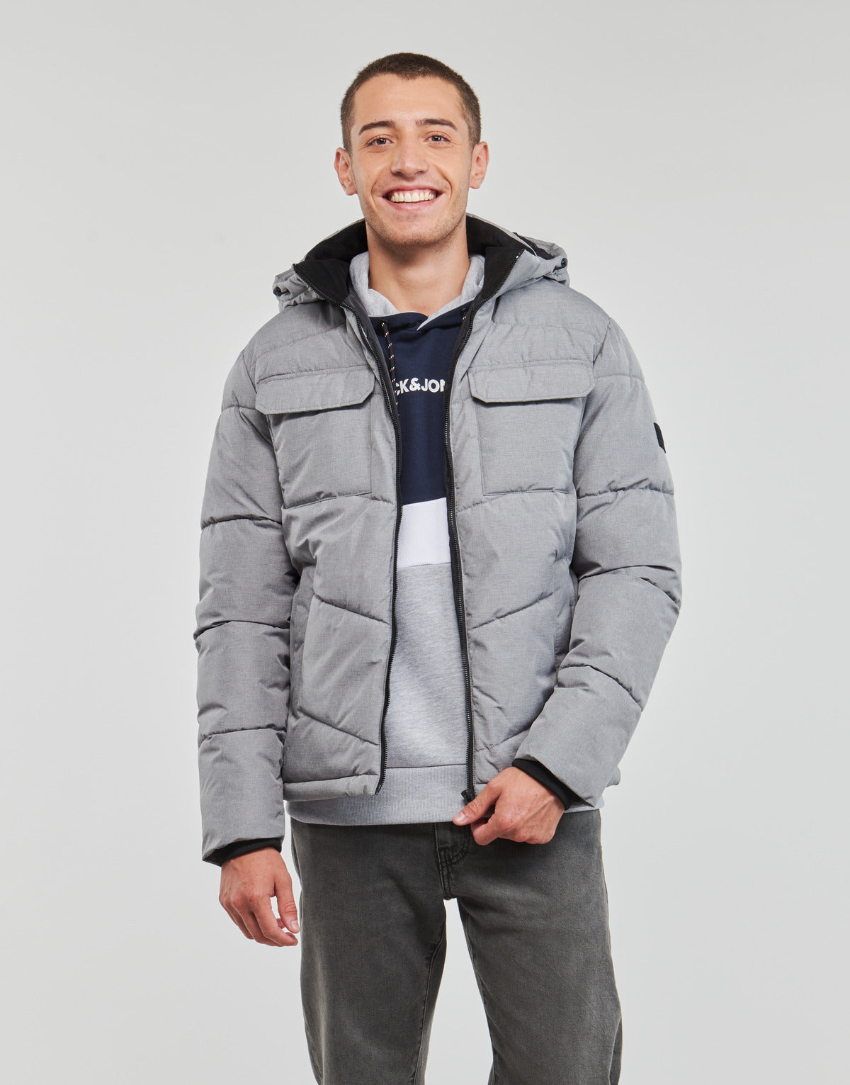 Parka Uomo Jack & Jones  JJMASON PUFFER JACKET  Grigio